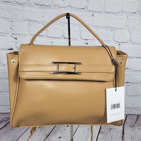 H Halston Women's Tan Crossbody Adjustable Strap Handbag - Picture 2 of 12